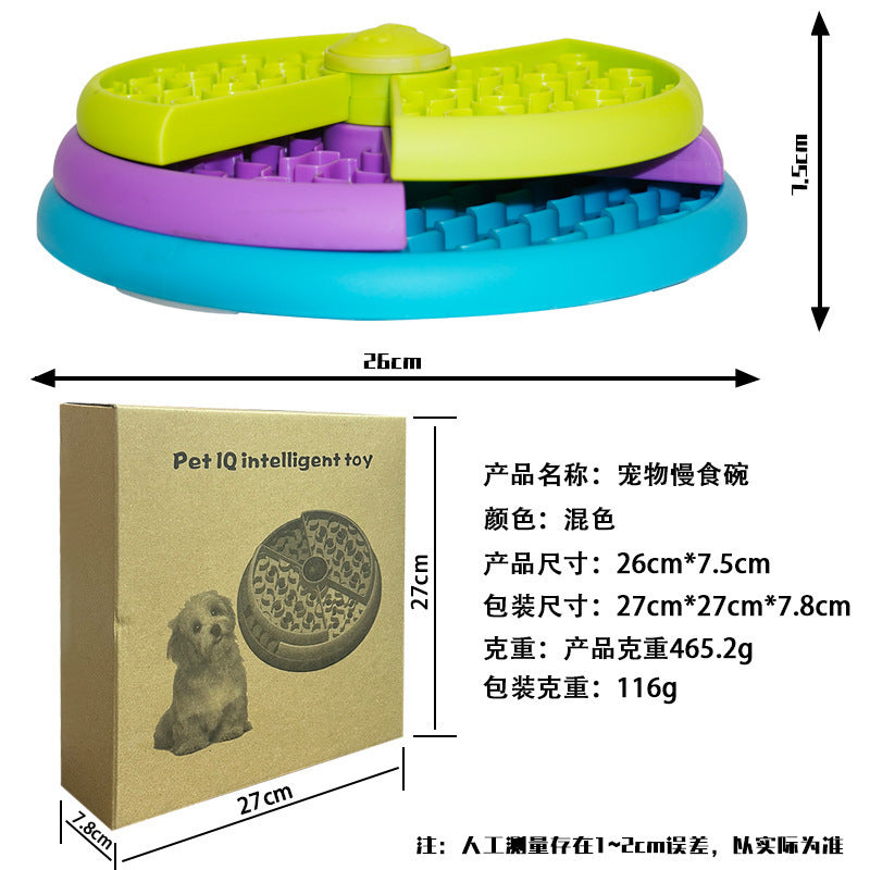 Cross-border pet supplies Amazon three-layer puzzle rotating pet slow food bowl anti-knockover food feeder dog