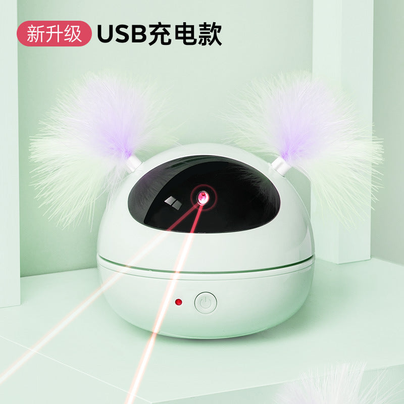 Cross-border wholesale electric cat toys, infrared laser light pen, cat teasing stick, feather automatic cat toys, self-pleasure artifact