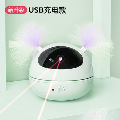 Cross-border wholesale electric cat toys, infrared laser light pen, cat teasing stick, feather automatic cat toys, self-pleasure artifact