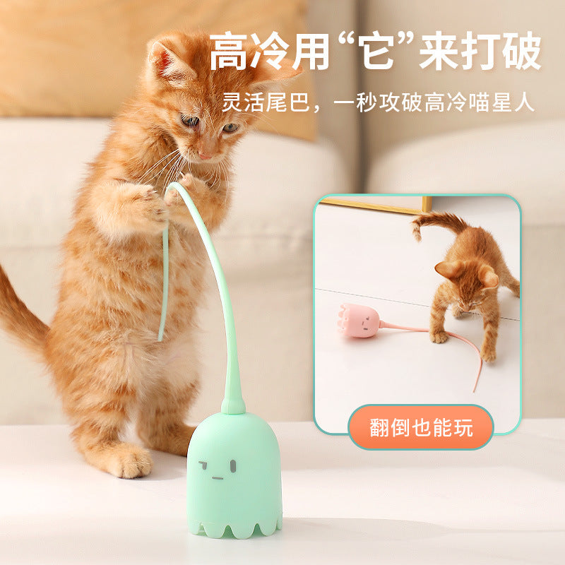 Cat Toys Pet Automatic Cat Teasing Stick Electric Rotating Magic Tail Cat Self-Hilarious Boredom Relief Artifact Cat Electric Toy
