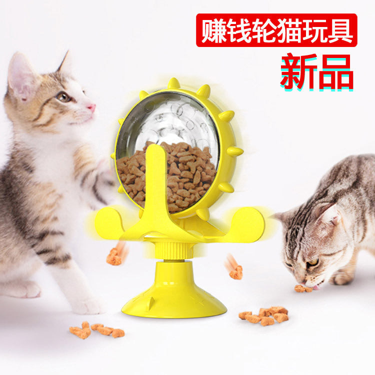 Pet Supplies Wholesale Manufacturers New Amazon Hot Dog Toys Funny Cat Slow Food Leaker Windmill Turntable
