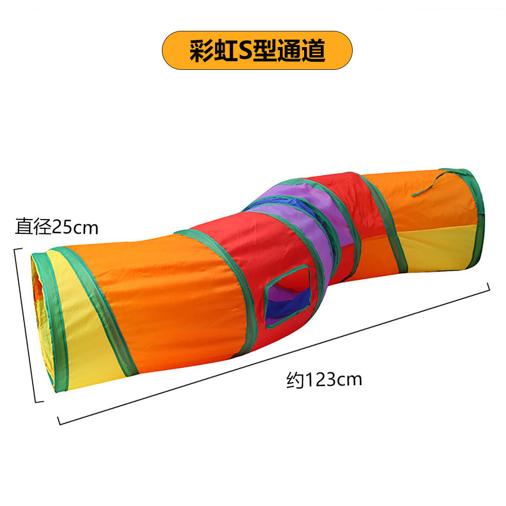 Cross-border new pet interactive toys self-entertainment cat tunnel rainbow cat channel runway rolling chinchilla nest