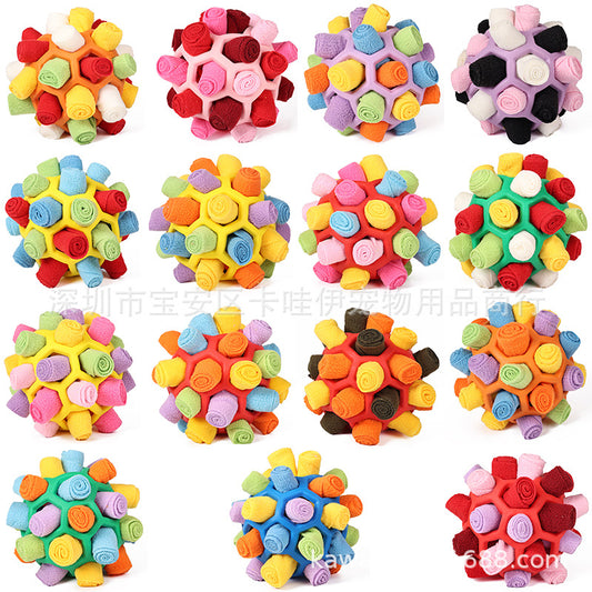 Cross-border hot-selling pet sniffing and exploding ball toys, dog blind box food hiding rubber ball educational sniffing and leaking food ball